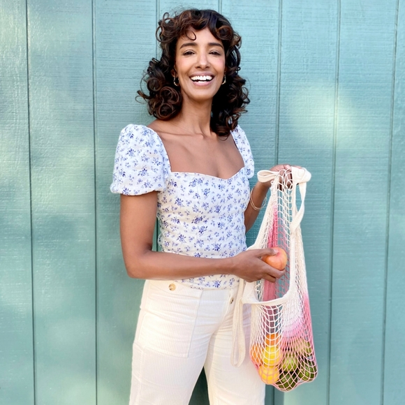 Camp Collection Dip Dye Market Net Tote Bag - Picture 3 of 4